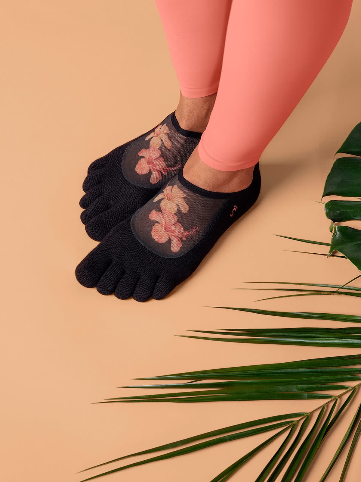 TOESOX Full Toe Luna Grip Socks Hibiscus Dreams Çorap