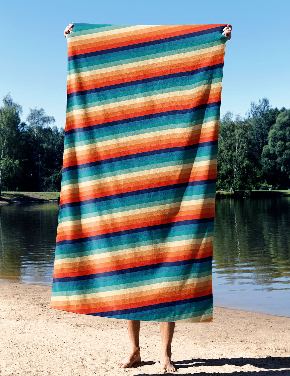 Essential Towel Microfiber Essential Towel Rainbow Lines Havlu