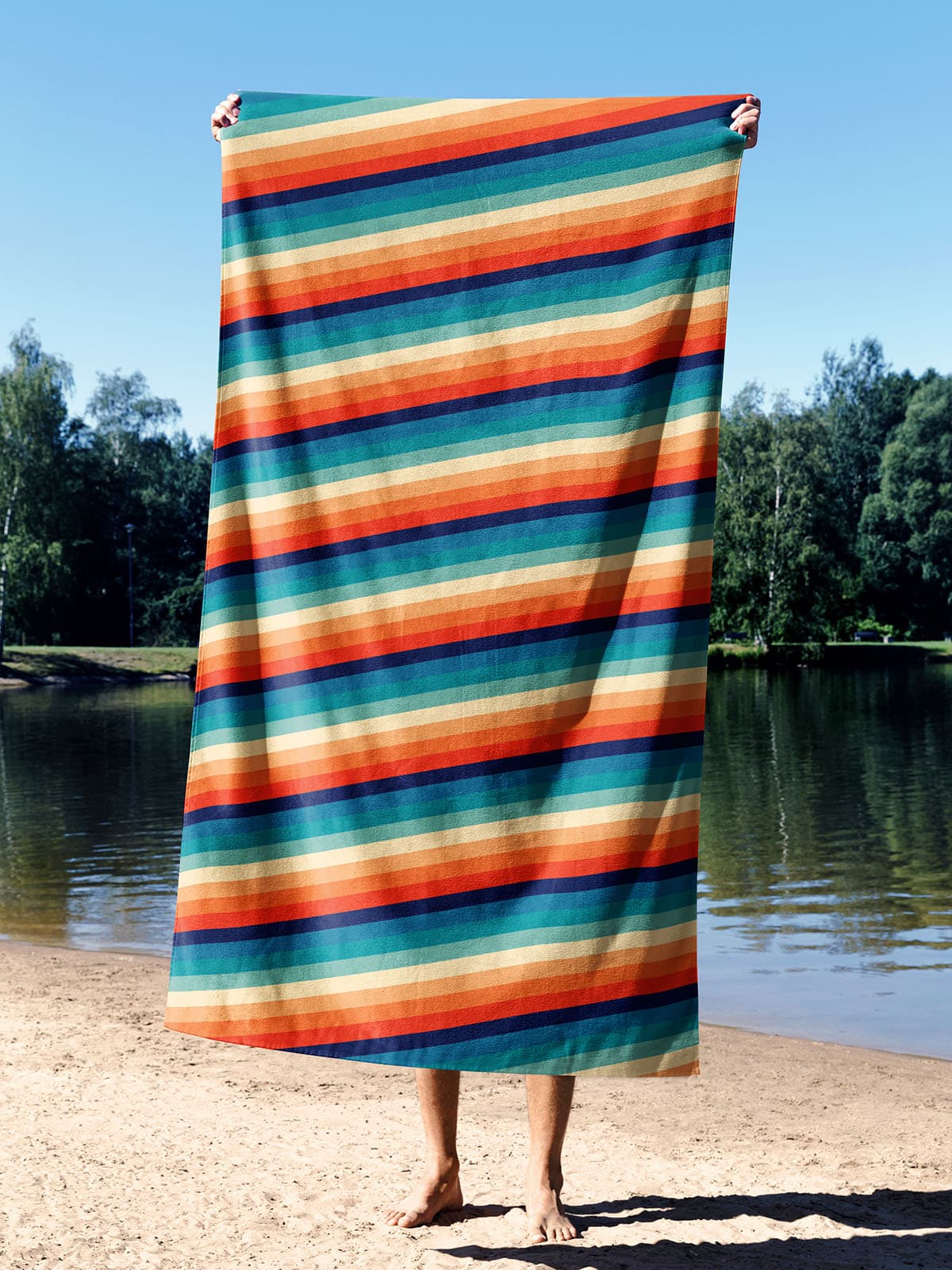 Essential Towel Microfiber Essential Towel Rainbow Lines Havlu