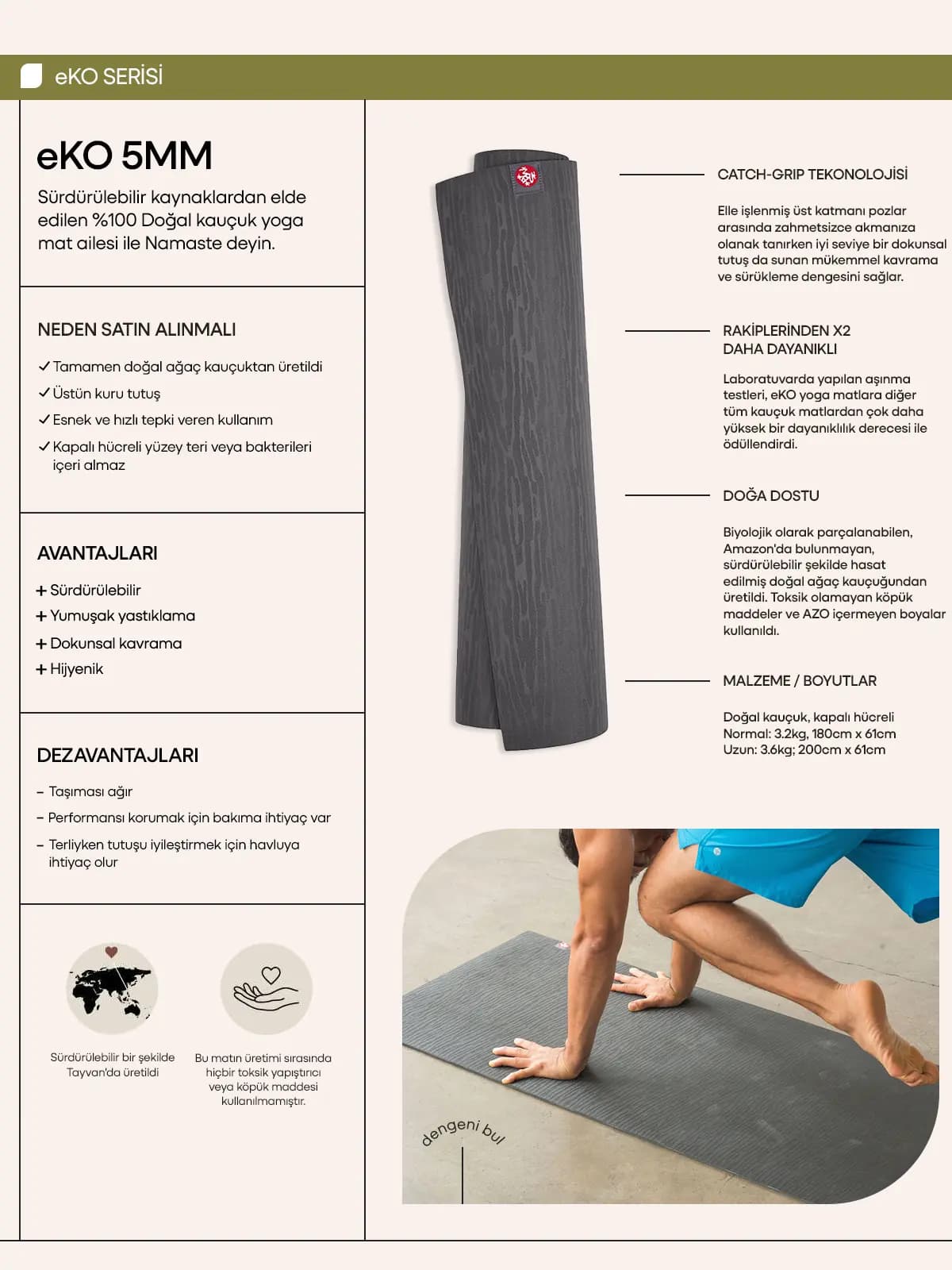 Manduka eKO® Black Clay Marble 5mm Yoga Matı