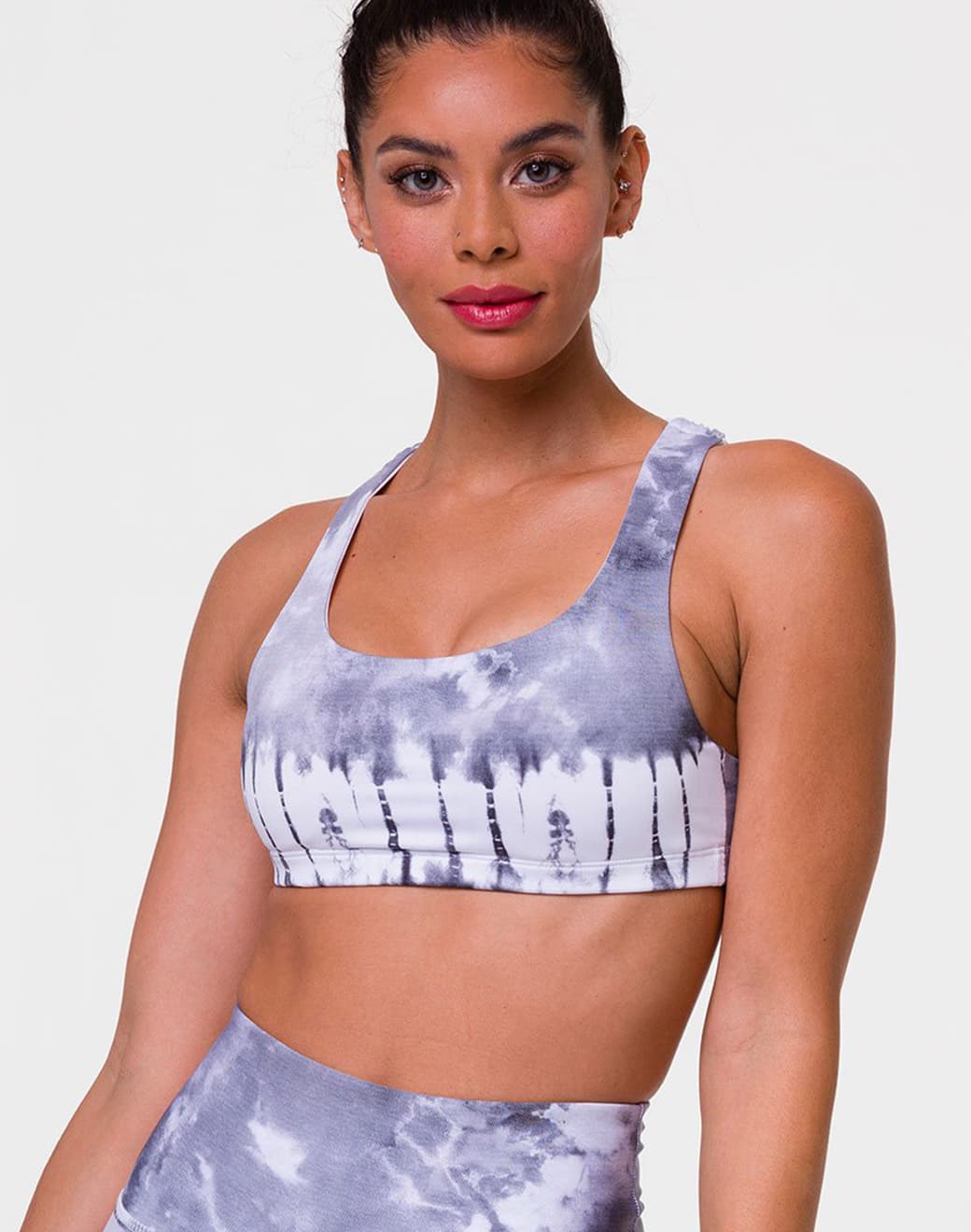 Graphic Mudra Bra Light Gray Tie Dye Sporcu Sütyeni - Stilefit