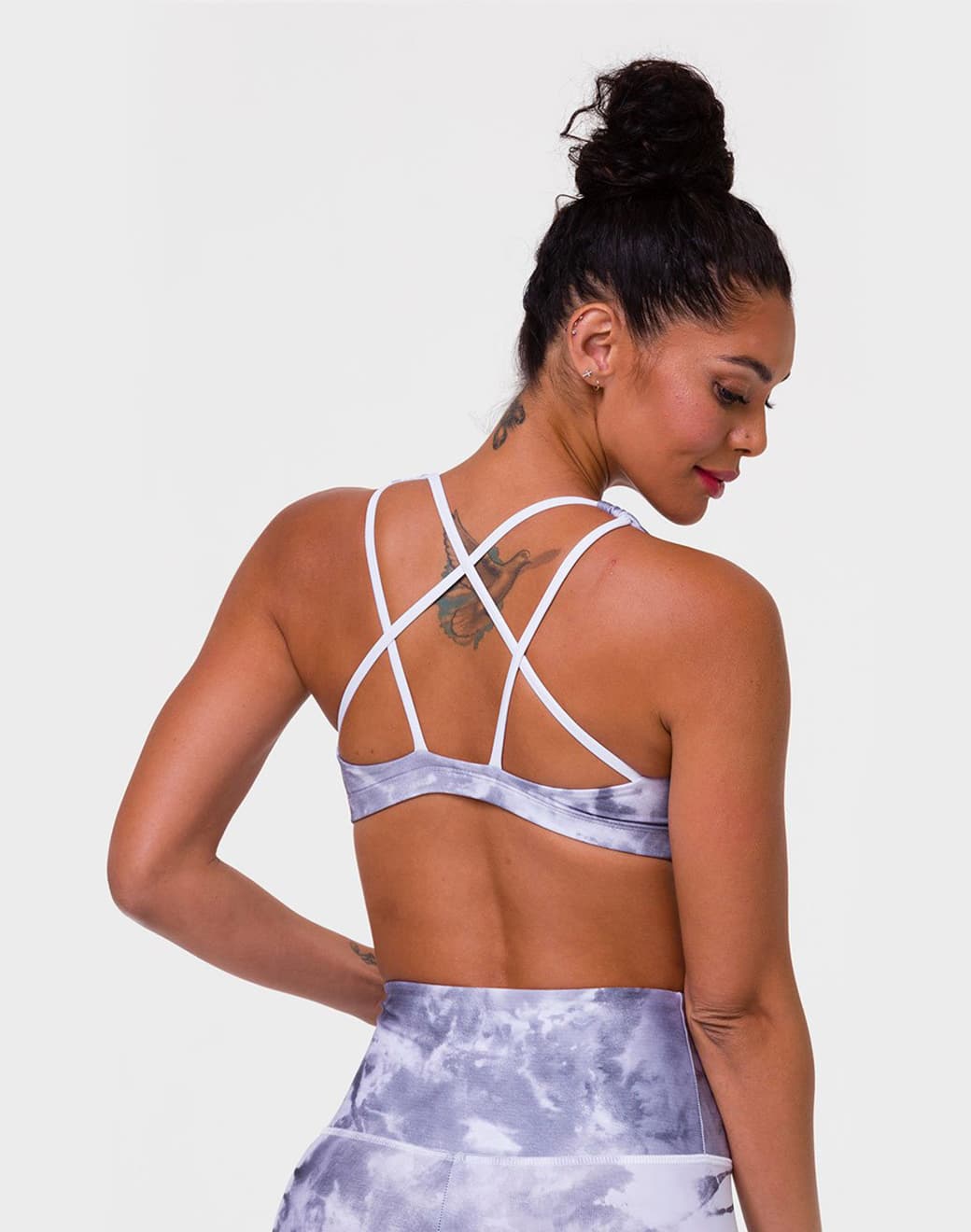 Graphic Mudra Bra Light Gray Tie Dye Sporcu Sütyeni - Stilefit