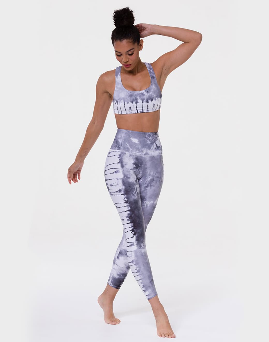 Graphic Mudra Bra Light Gray Tie Dye Sporcu Sütyeni - Stilefit