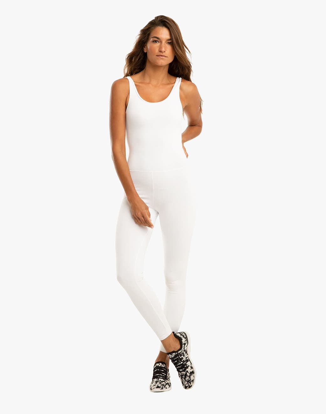 Jet Blackout Jumpsuit White Spor Tulum - Stilefit