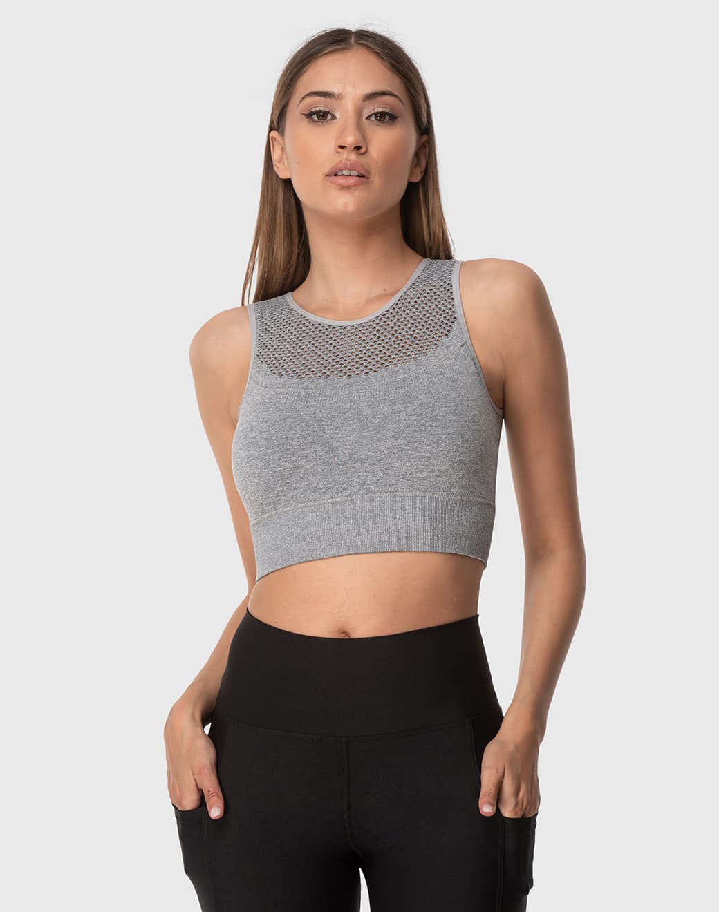 Knit Spor Büstiyer - Gri - Stilefit