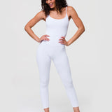 Long Rib Leotard White Rib Spor Tulum - Stilefit