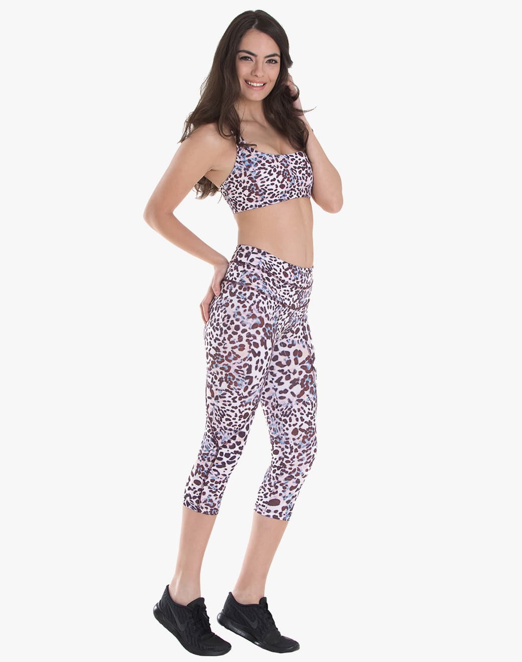 Pico Rose Leopard Kapri Spor Tayt - Stilefit