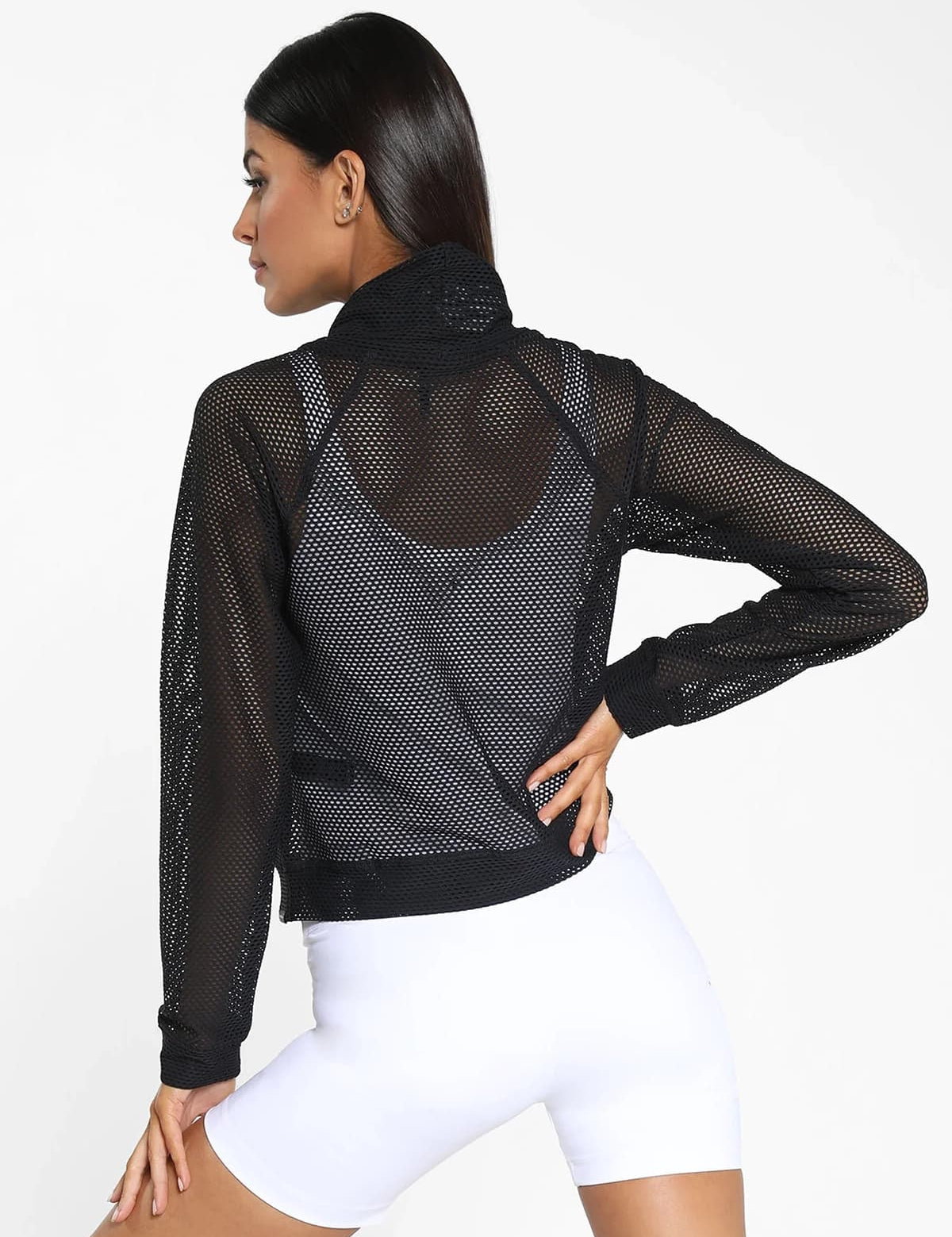 Pump Open Mesh Pullover Black Sweatshirt - Stilefit