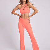 Rib Studio Flare Legging Pant Peach Punch Pantolon - Stilefit