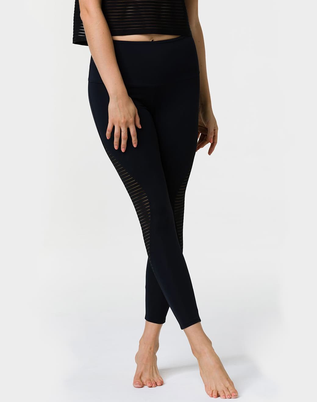 Shape Midi Legging Black Stripe Mesh Tayt - Stilefit