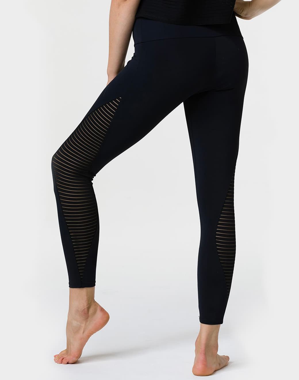 Shape Midi Legging Black Stripe Mesh Tayt - Stilefit